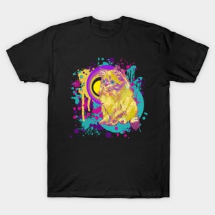 Yellow Kitten Paint Splatter T-Shirt